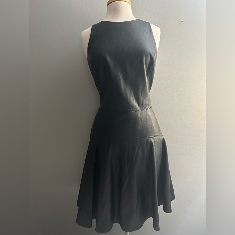 Ralph Lauren faux leather vintage skater dress with drop waist